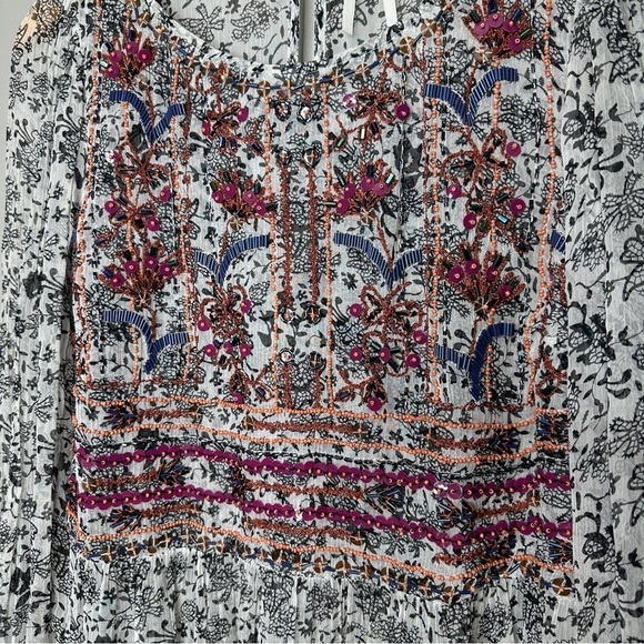 Anthropologie Giselle Beaded Tunic Chiffon Dress - Picture 4 of 9